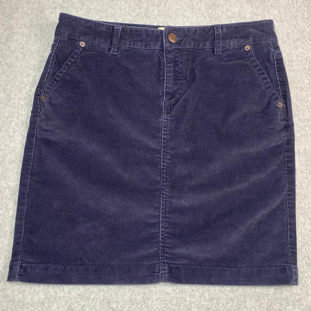 G. H. Bass & Co Blue Corduroy Mini Skirt Size 6 Slash Pockets Academia Preppy‎